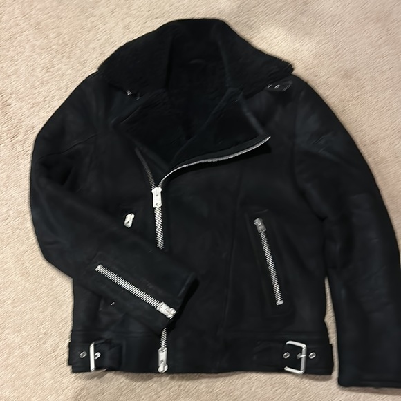 All Saints Jackets & Coats Allsaints Sheepskin Black Jacket With